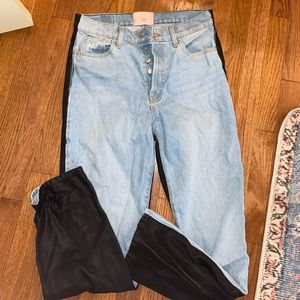 Revive straight leg black and blue jeans